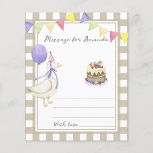 Goose birthday time capsule message