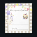 Goose birthday time capsule message notepad<br><div class="desc">SILLY GOOSE. Watercolor kids birthday party. Watercolor cute goose in birthday hat, cake with berries, purple balloon, festive garland of flags. Beige-brown cage background.</div>