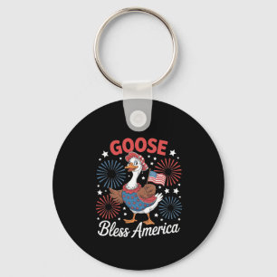 Goose Bless America Goose Bird 4th Of July Keychain