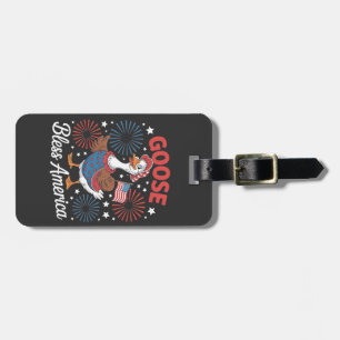 Goose Bless America Goose Bird 4th Of July Luggage Tag