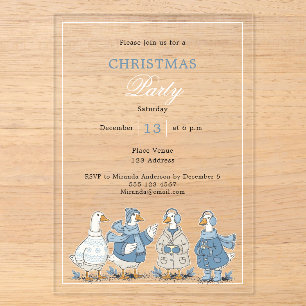 Goose blue clear Christmas Party Acrylic Invitations