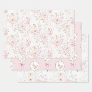 Goose Blush pink Elegant Pastel Bow Birthday  Wrapping Paper Sheet