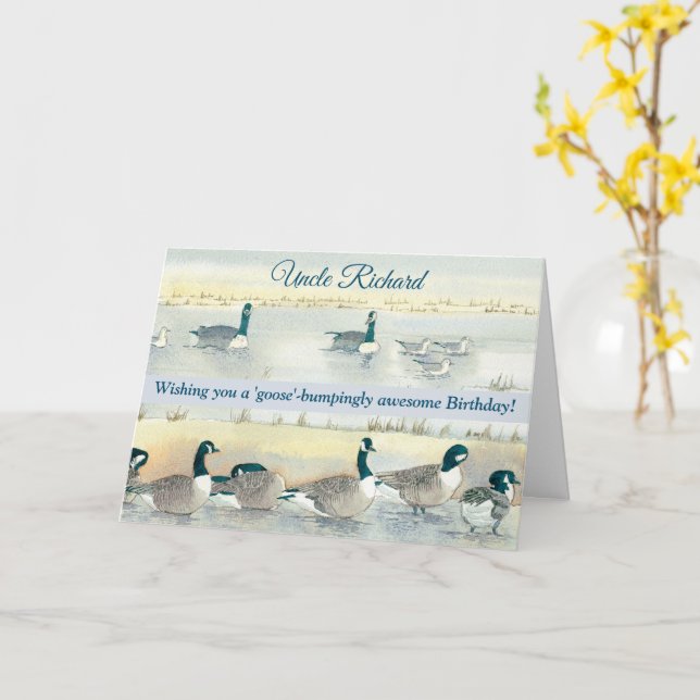 Goose Bumpingly Awesome Uncle Fun Birthday Card (Yellow Flower)