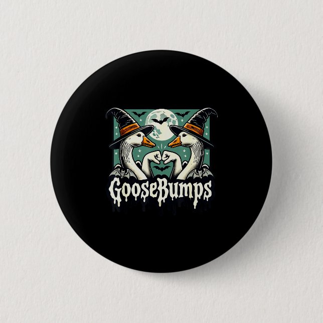 Goose Bumps Goosebumps Funny Geese Fist Bump Hallo 2 Inch Round Button (Front)
