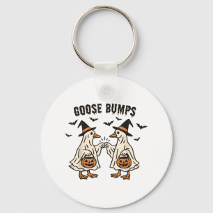 Goose Bumps Halloween Goose Ghost Pumpkin Goose Fi Keychain