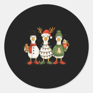 Goose Christmas Light Xmas Merry Goosmas Funny Chr Classic Round Sticker