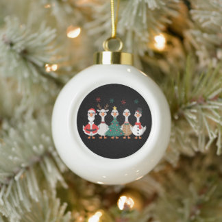 Goose Christmas Santa Reindeer Snowman Costumes Ceramic Ball Christmas Ornament