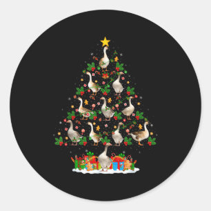 Goose Christmas Tree Lights Decor Funny Santa Hat  Classic Round Sticker