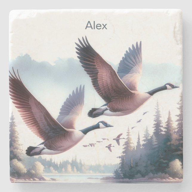 Goose Coaster, Personalized Geese  Stone Coaster (Front)