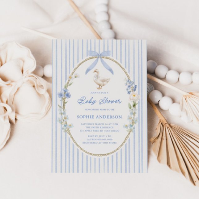 Goose Cottage Blue Baby Shower Invitation (Creator Uploaded)