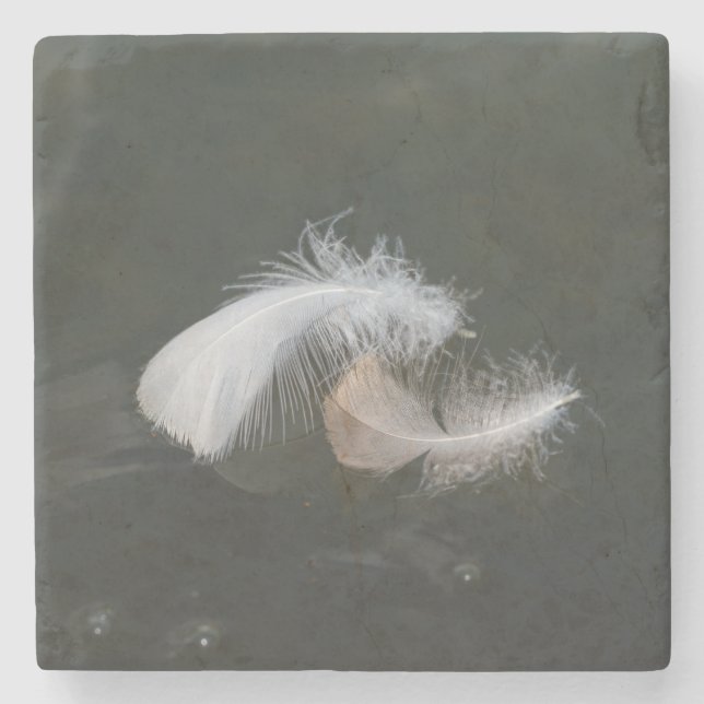 Goose Feathers Floating Stone Coaster (Front)