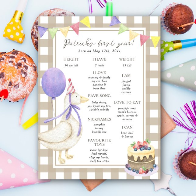 Goose First Birthday Milestone Birthday Poster (Creator Uploaded)