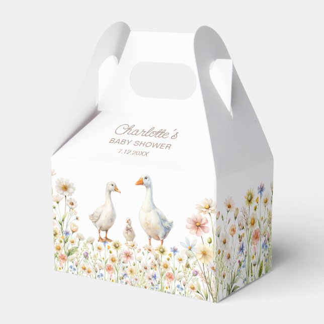 Goose Floral Baby Shower Favor Box (Back Side)