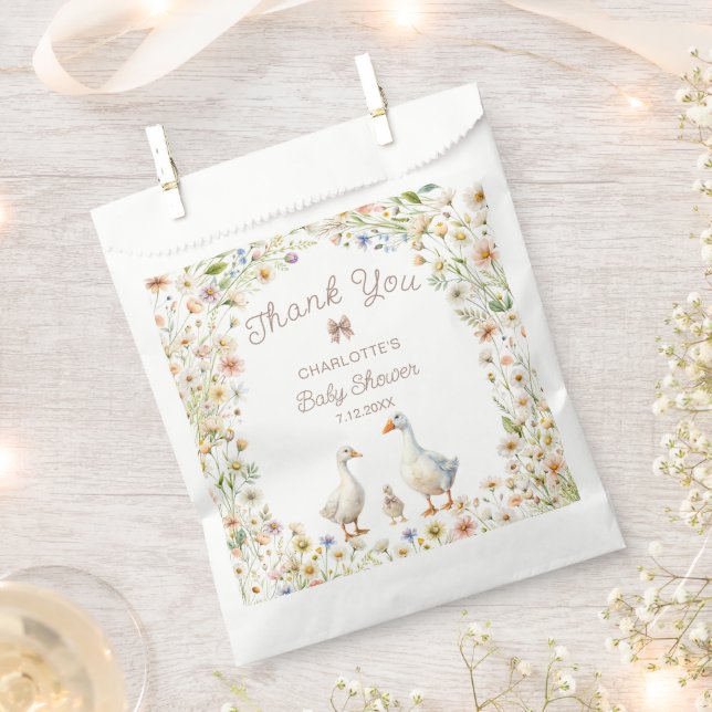 Goose Floral Baby Shower Thank You Favour Bag (Clipped)