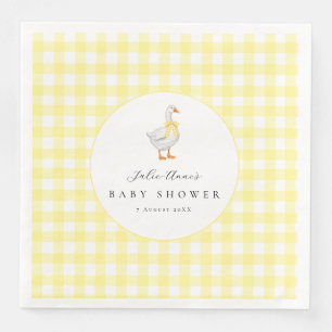 Goose Gingham Baby Shower Paper Napkins