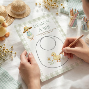 Goose Gingham Design Bib Baby Shower Game Card