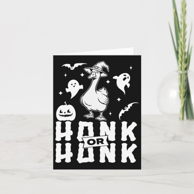 Goose Halloween Spooky Honk Or Honk Witch Design  Card (Front)
