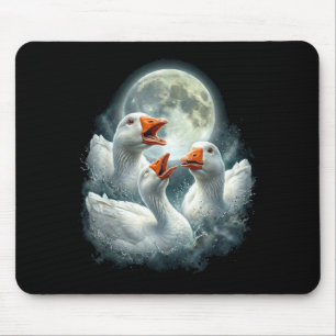 Goose howling moon design funny animal goose meme mouse pad