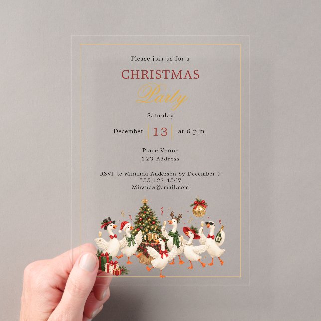 Goose Luxury Christmas Party Acrylic Invitations (Insitu (Handheld))
