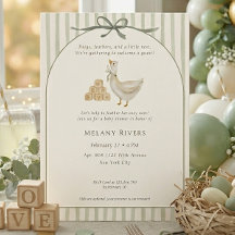 Goose Neutral Sage Green Bow Baby Shower