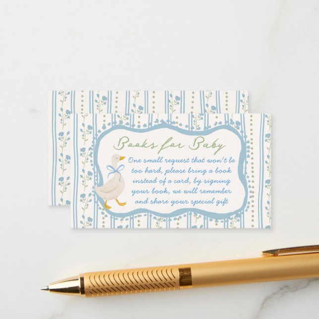 Goose nursery rhymes baby shower book request enclosure card (Front/Back In Situ)