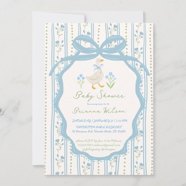 Goose nursery rhymes baby shower invitation (Front)