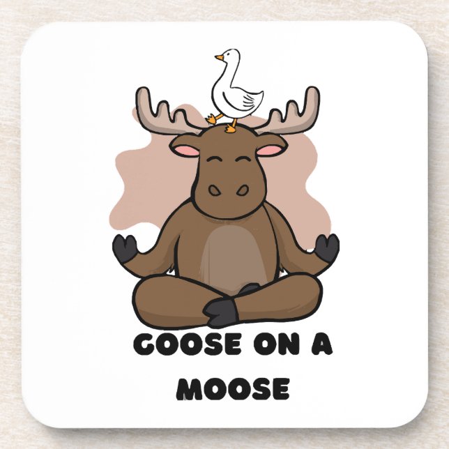 Goose on a Moose Animal Funny Coaster (Front)