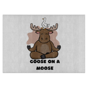 Goose on a Moose Animal Funny Cutting Board