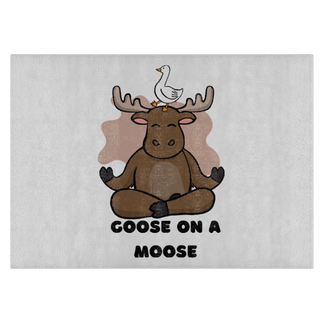 Goose on a Moose Animal Funny Cutting Board (Front)