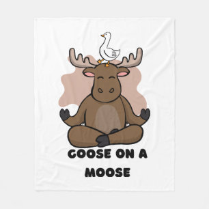 Goose on a Moose Animal Funny Fleece Blanket