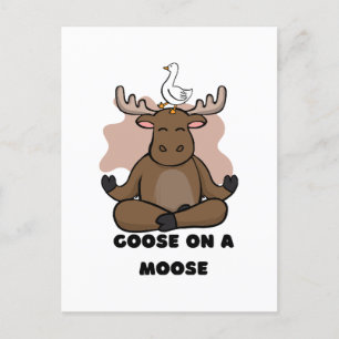Goose on a Moose Animal Funny Postcard