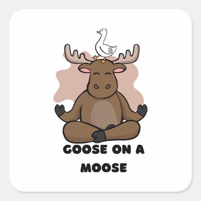 Goose on a Moose Animal Funny Square Sticker (Front)