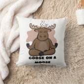Goose on a Moose Animal Funny Throw Pillow (Blanket)