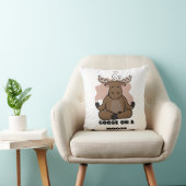 Goose on a Moose Animal Funny Throw Pillow (Chair)