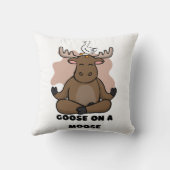 Goose on a Moose Animal Funny Throw Pillow (Back)