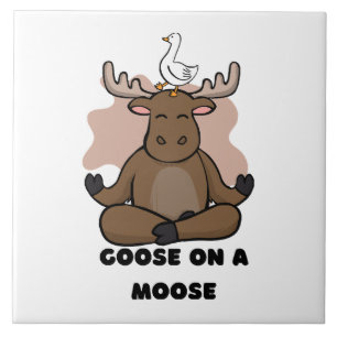 Goose on a Moose Animal Funny Tile