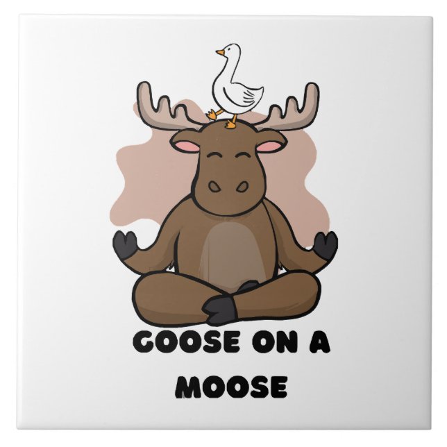 Goose on a Moose Animal Funny Tile (Front)