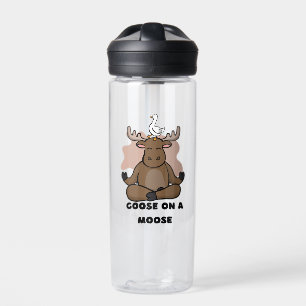 Goose on a Moose Animal Funny Water Bottle