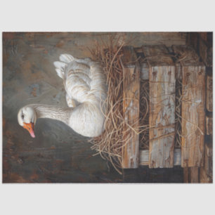 Goose on a Nest Painting Decoupage Tissue Paper
