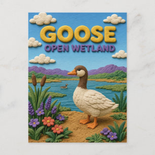 Goose, Open Wetland Clay Art Postcard