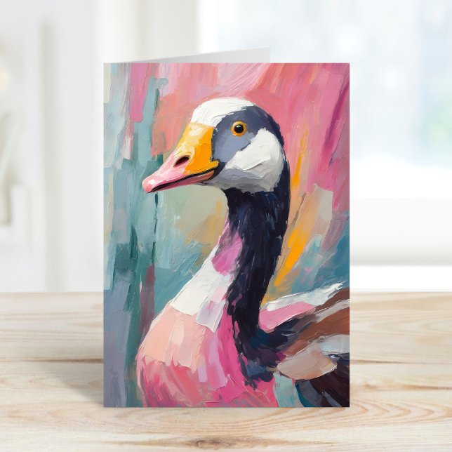 Goose Portrait Modern Impressionist Art Card (Creator Uploaded)