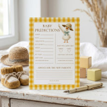 Goose Predictions Yellow Gingham Baby Shower Card