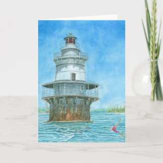 Goose Rocks Lighthosue Watercolor Thank You Card
