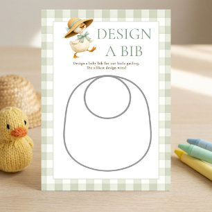 Goose Sage Gingham Design Bib Shower Game Card