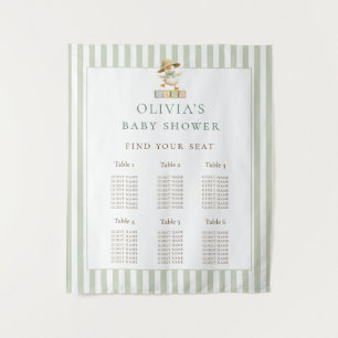 Goose Sage Stripe seating chart Baby Shower Tapestry