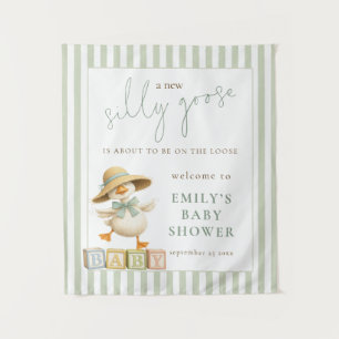 Goose Sage Stripes Fabric Welcome Baby Shower Tapestry