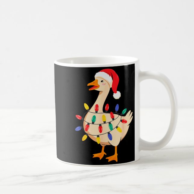 Goose Santa Hat Funny Christmas Lights Xmas Tree M Coffee Mug (Right)