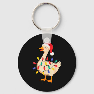 Goose Santa Hat Funny Christmas Lights Xmas Tree M Keychain