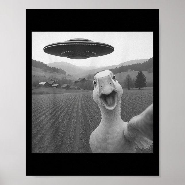 Goose Selfie With Alien Ufo Funny For Men Women Ki Poster (Front)
