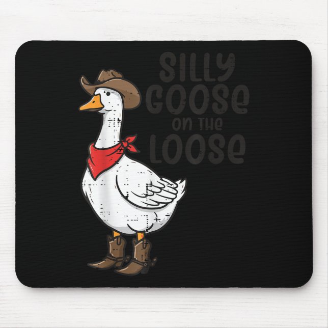 Goose Silly On The Loose Cowboy Funny Animal Men W Mouse Pad (Front)